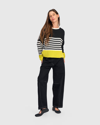 Striped Accent Color Sweater, Mix