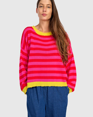 Striped Colorblock Boxy Pullover Sweater