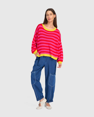 Striped Colorblock Boxy Pullover Sweater