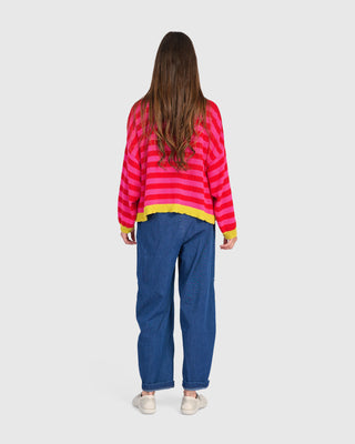 Striped Colorblock Boxy Pullover Sweater
