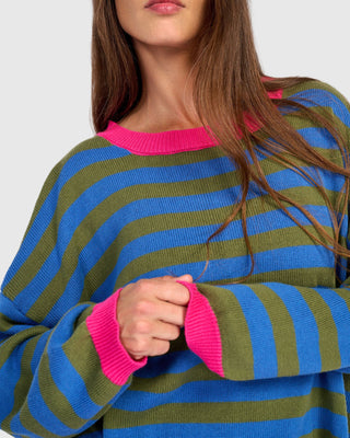 Striped Colorblock Boxy Pullover Sweater