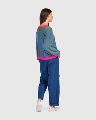 Striped Colorblock Boxy Pullover Sweater