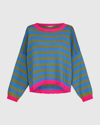 Striped Colorblock Boxy Pullover Sweater