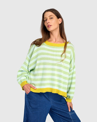 Striped Colorblock Boxy Pullover Sweater