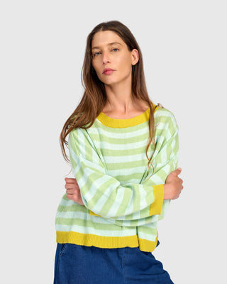 Striped Colorblock Boxy Pullover Sweater