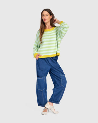 Striped Colorblock Boxy Pullover Sweater