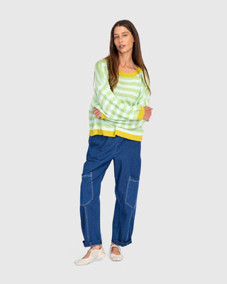 Striped Colorblock Boxy Pullover Sweater