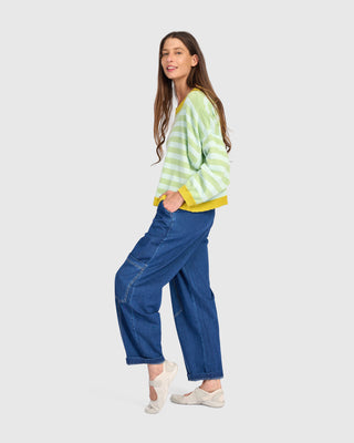 Striped Colorblock Boxy Pullover Sweater