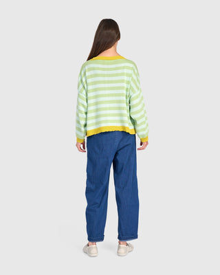 Striped Colorblock Boxy Pullover Sweater