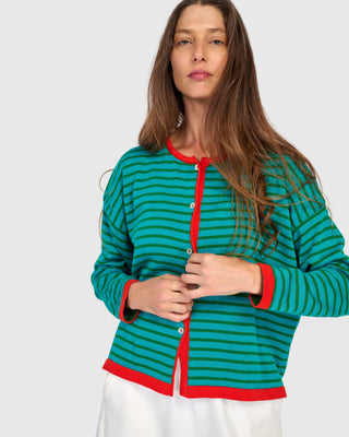 Striped Colorblock Cardigan Sweater