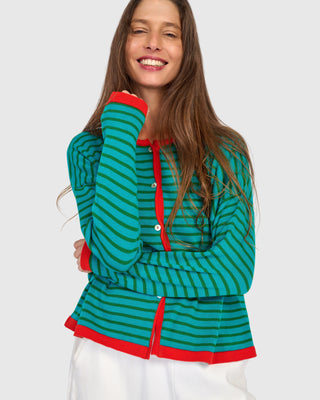 Striped Colorblock Cardigan Sweater