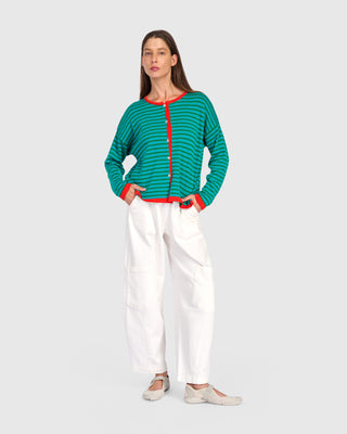 Striped Colorblock Cardigan Sweater