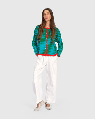 Striped Colorblock Cardigan Sweater
