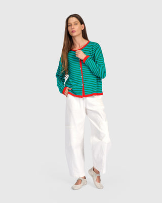 Striped Colorblock Cardigan Sweater
