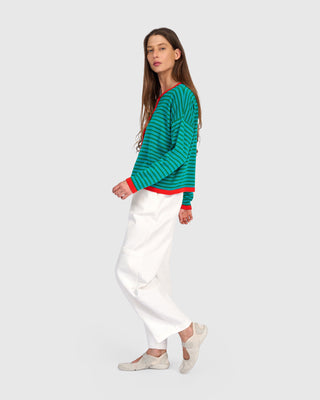 Striped Colorblock Cardigan Sweater