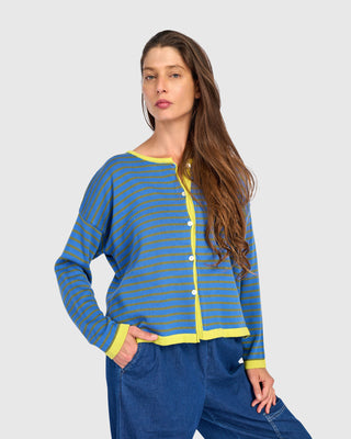Striped Colorblock Cardigan Sweater