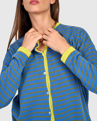 Striped Colorblock Cardigan Sweater