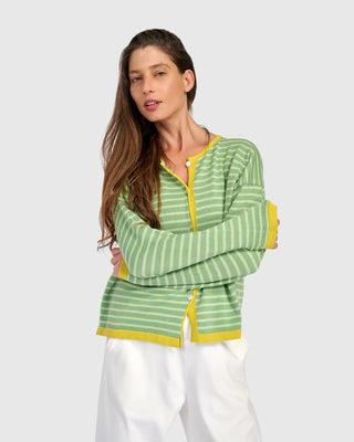 Striped Colorblock Cardigan Sweater