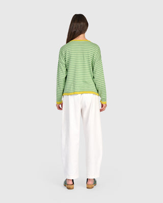 Striped Colorblock Cardigan Sweater