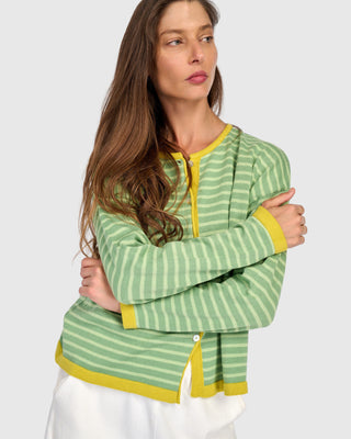 Striped Colorblock Cardigan Sweater