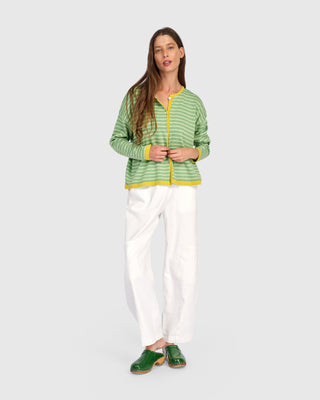 Striped Colorblock Cardigan Sweater