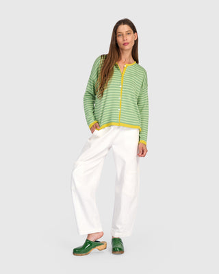 Striped Colorblock Cardigan Sweater