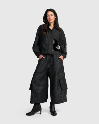 Taffeta Mix Pocket Shirt, Black