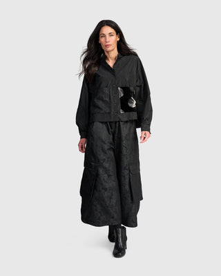 Taffeta Mix Pocket Shirt, Black