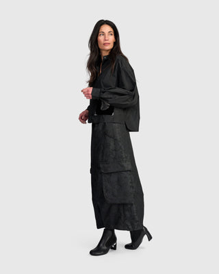 Taffeta Mix Pocket Shirt, Black