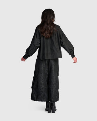 Taffeta Mix Pocket Shirt, Black