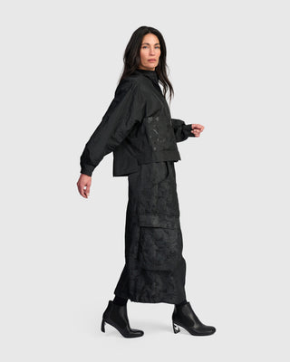 Taffeta Mix Pocket Shirt, Black