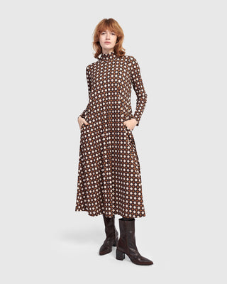 Alembika UD666G Urban A-Line Mock Neck Dress, Groove - Statement Boutique