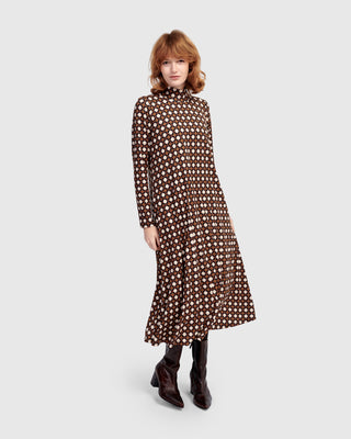 Alembika UD666G Urban A-Line Mock Neck Dress, Groove - Statement Boutique