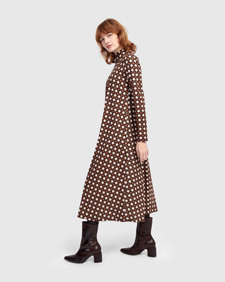 Alembika UD666G Urban A-Line Mock Neck Dress, Groove - Statement Boutique