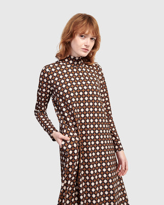 Alembika UD666G Urban A-Line Mock Neck Dress, Groove - Statement Boutique