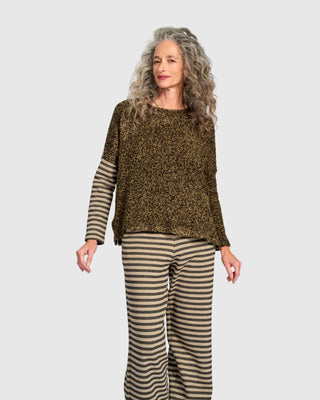 Urban Boucle Striped Top, Camel