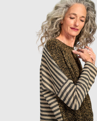 Urban Boucle Striped Top, Camel