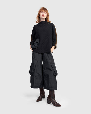 Alembika UT611B Urban Boxy Stepped Hem Top, Black - Statement Boutique