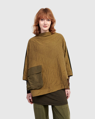 Alembika UT611K Urban Boxy Stepped Hem Top, Khaki - Statement Boutique