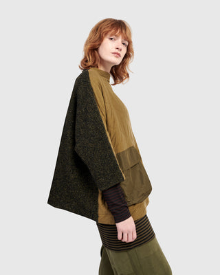 Alembika UT611K Urban Boxy Stepped Hem Top, Khaki - Statement Boutique