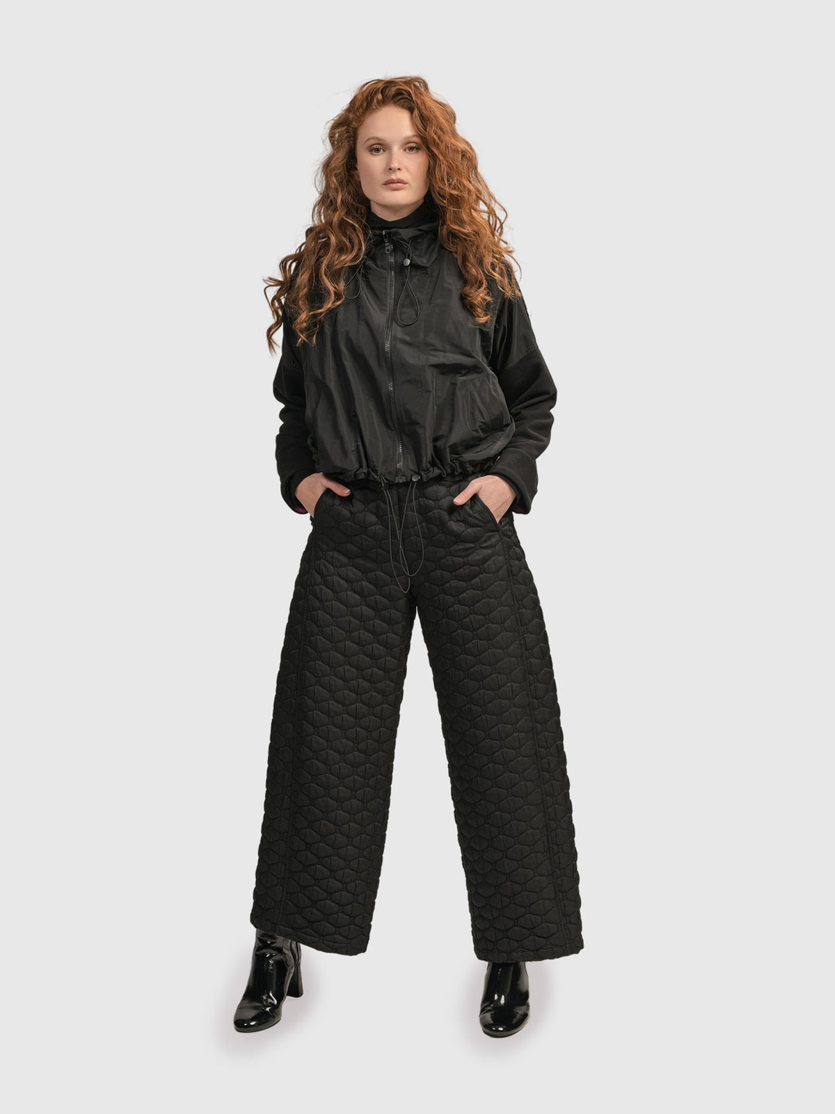 Alembika (Pre-Order) Urban Taffeta Cropped Cinch Jacket, Black - Statement Boutique