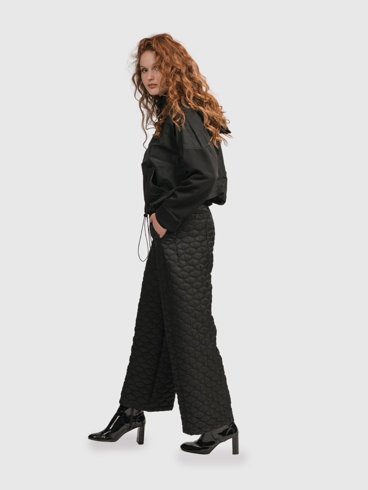 Alembika (Pre-Order) Urban Taffeta Cropped Cinch Jacket, Black - Statement Boutique