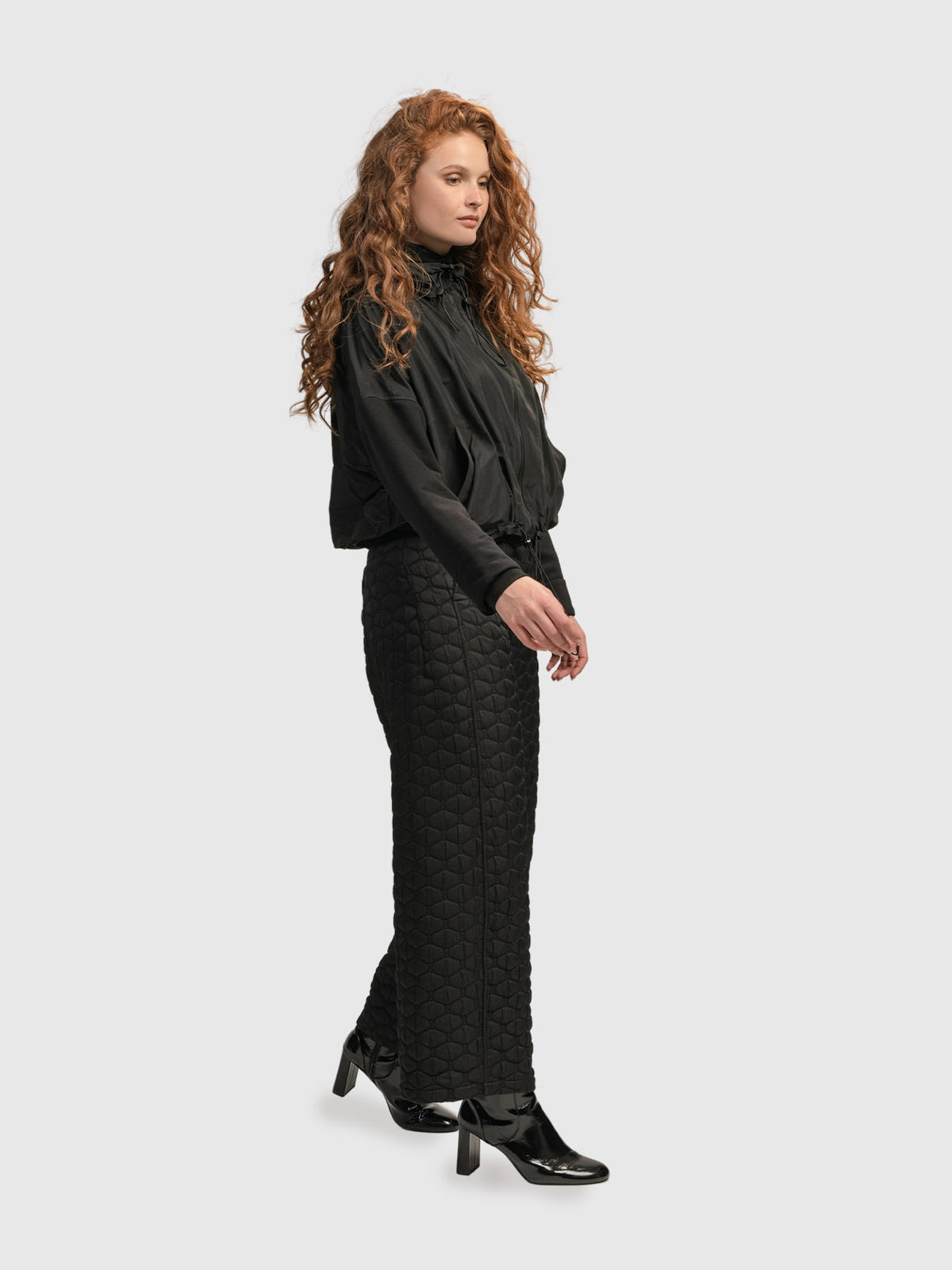 Alembika (Pre-Order) Urban Taffeta Cropped Cinch Jacket, Black - Statement Boutique