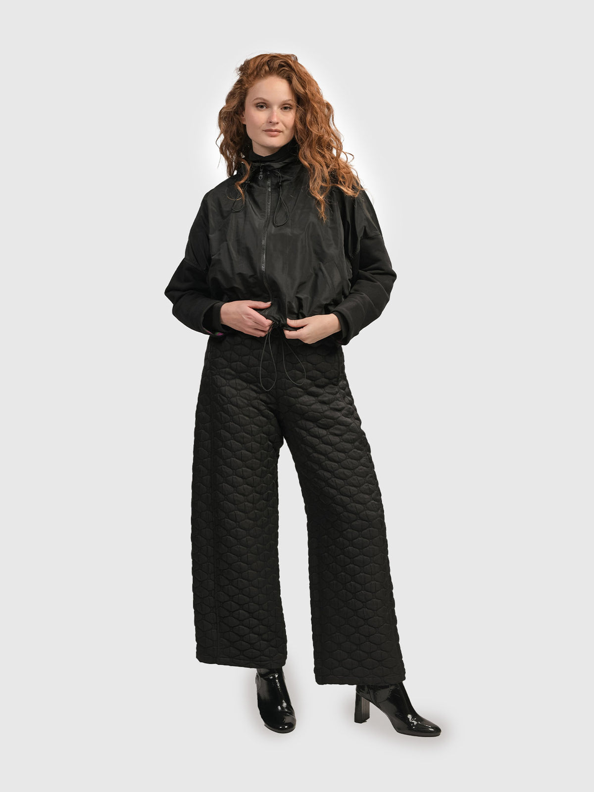 Alembika (Pre-Order) Urban Taffeta Cropped Cinch Jacket, Black - Statement Boutique