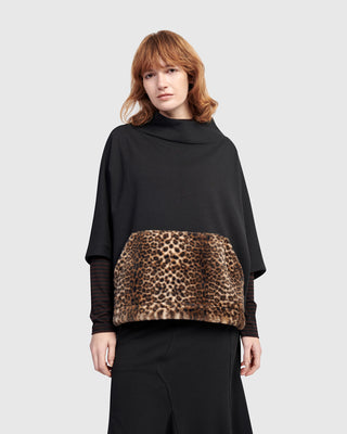 Alembika UT625B Urban Funnel Neck Pocket Top, Black - Statement Boutique
