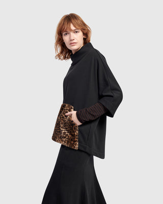 Alembika UT625B Urban Funnel Neck Pocket Top, Black - Statement Boutique