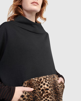 Alembika UT625B Urban Funnel Neck Pocket Top, Black - Statement Boutique