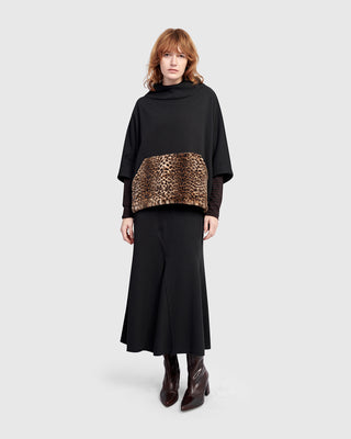 Alembika UT625B Urban Funnel Neck Pocket Top, Black - Statement Boutique