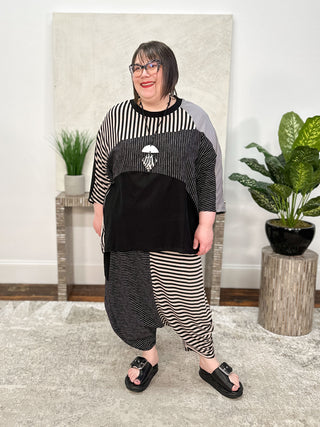 Urban Mixed Hi Lo Top, Stripes