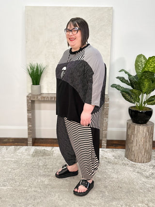 Urban Mixed Hi Lo Top, Stripes